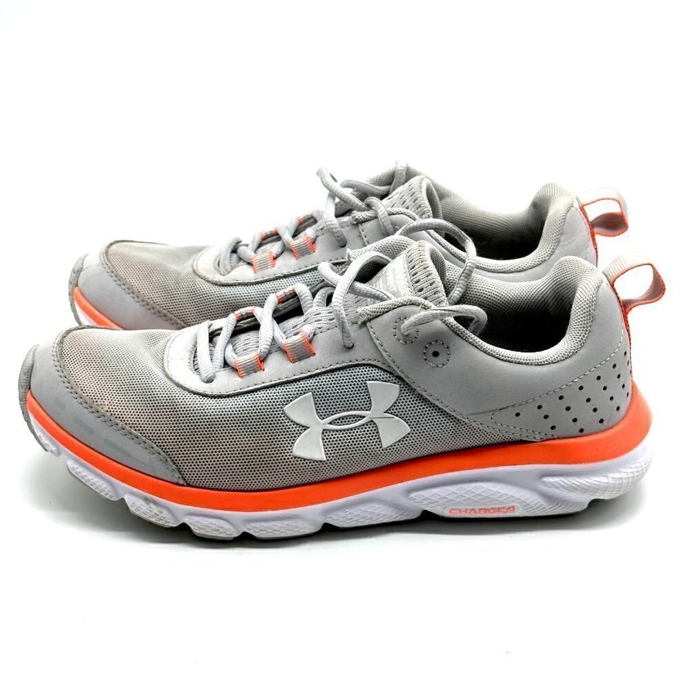 Under Armour Charged Assert 8 Low Gray & Orange Running Shoes Women’s Size 8